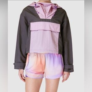 NWOT! Sweaty Betty! Nomad Colorblock Pullover Jacket! Sz L! Grey and Purple!